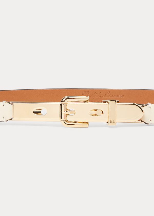 Cinturones Ralph Lauren Mujer Creme - Calfskin Letter-Opener - XRWJH6917